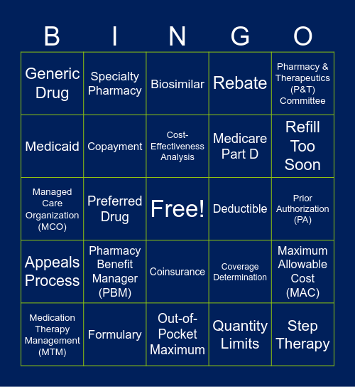 AMCP Managed Care Bingo Card