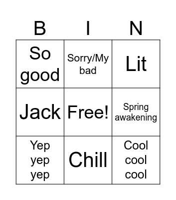 Mia Bingo Card