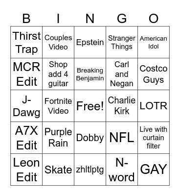 TikTok Bingo Card