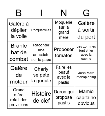 Bateauuuuuuuuu Bingo Card