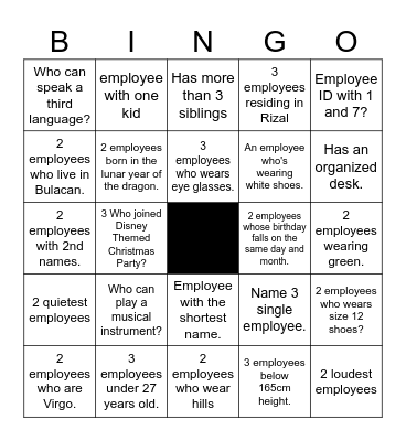 OFFICE HUMAN BINGO Card
