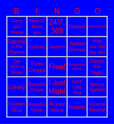 Karaoke Bingo Card