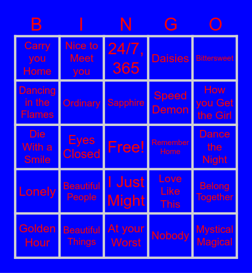 Karaoke Bingo Card