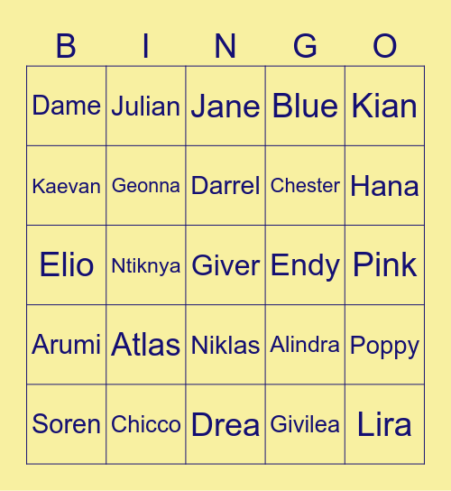 KIAN Bingo Card