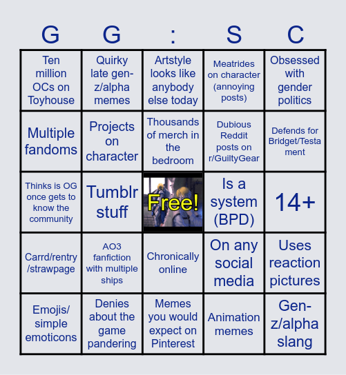 /-\ /\/ /\/ 0 y / /\/ G Guilty Gear fan BiNGO Card