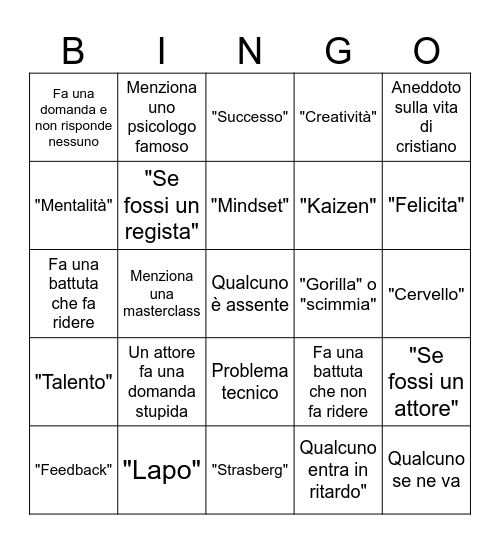 Mental training BINGO Card
