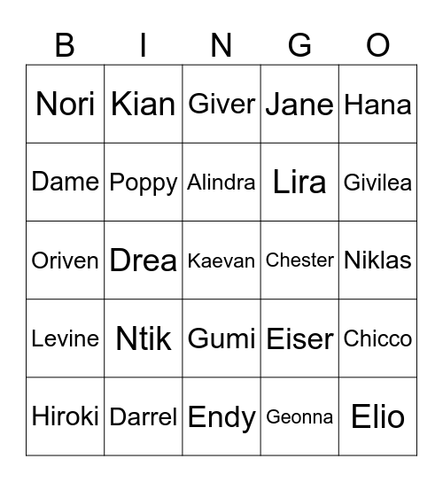 Ntik’s Bingo Card