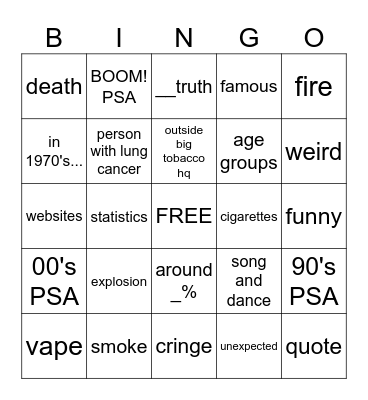 TruthOrange PSAs Bingo Card