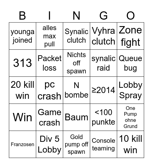 Div 4 Bingo Card