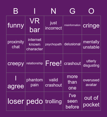 VR chat furries Bingo Card