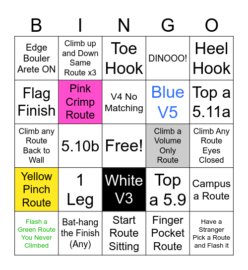 Climbing Bingo Card