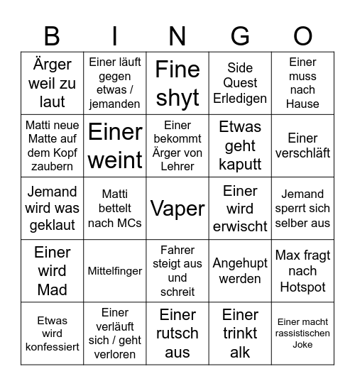 Krakau Bingo Card