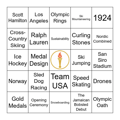 Winter Olympics 2026 Bingo Card