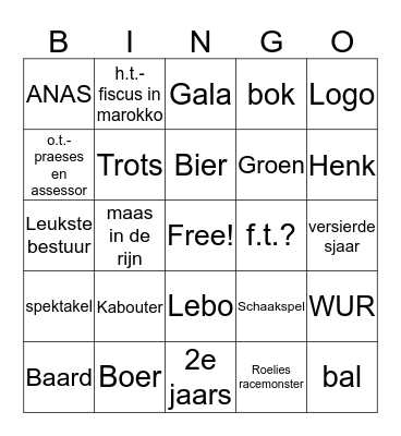 Besturen BIngo Card