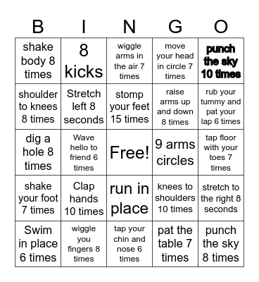 Fitness Bingo Card