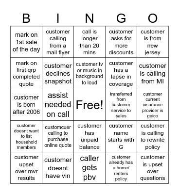 Manic Monday Bingo Card