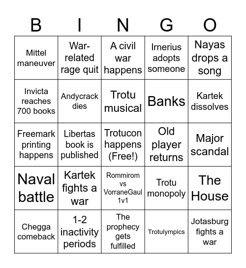 Trotu 2026 Bingo Card Bingo Card