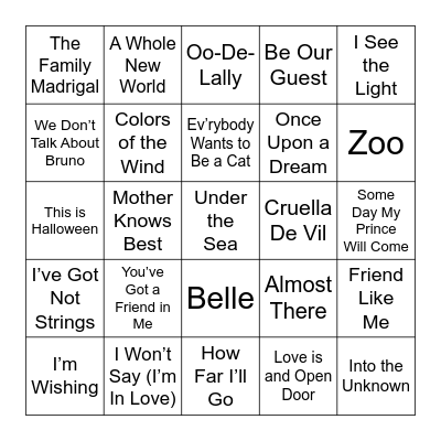 Disney Bingo - HARD Edition Bingo Card