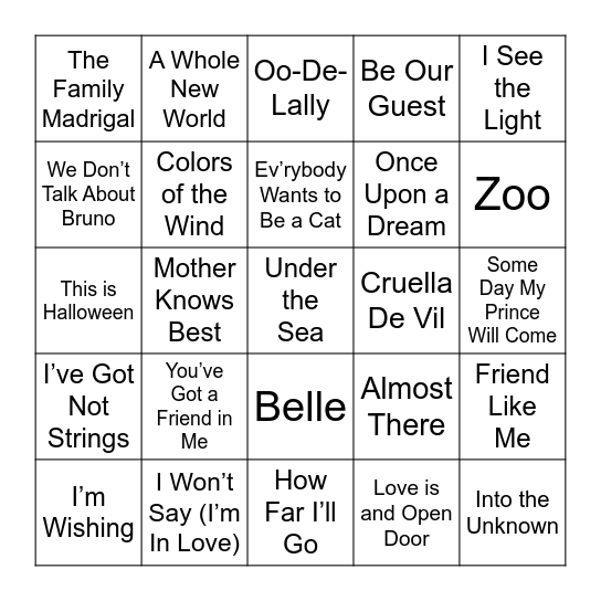 Disney Bingo - HARD Edition Bingo Card