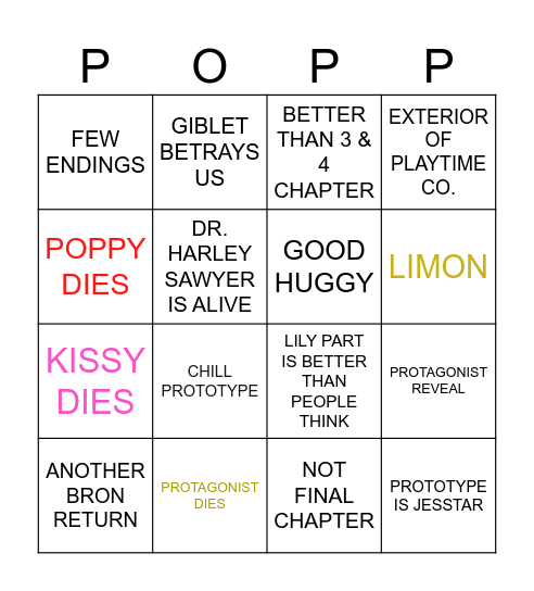 POPPY PLAYTIME CHAPTER 5 Bingo Card