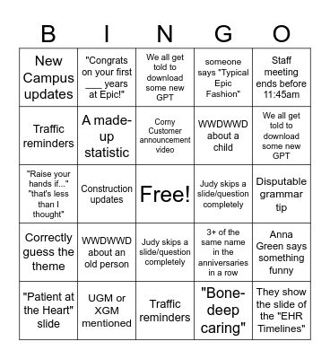 work church Bingo Card