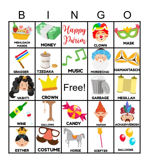 Purim Bingo Card