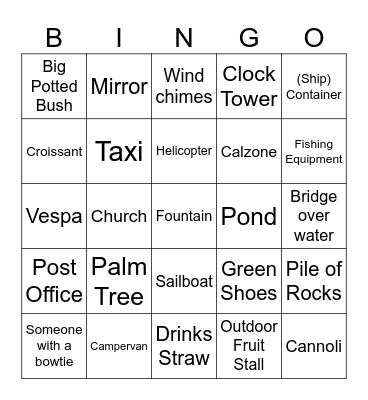 Sicily Trip 2026 Bingo Card