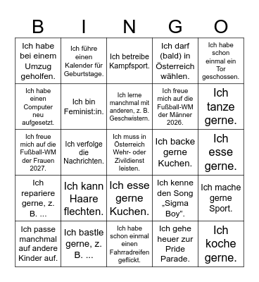 Equality-Peers Bingo Card