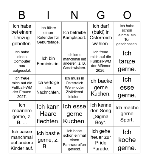 Equality-Peers Bingo Card