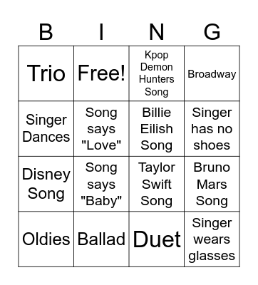 Vocal Vibes Bingo Card