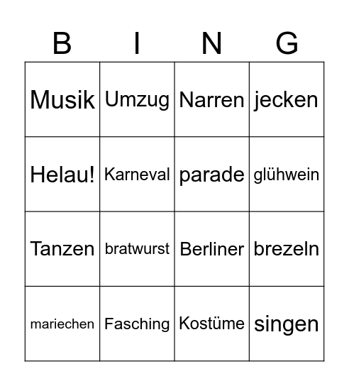 german club Bingo Card