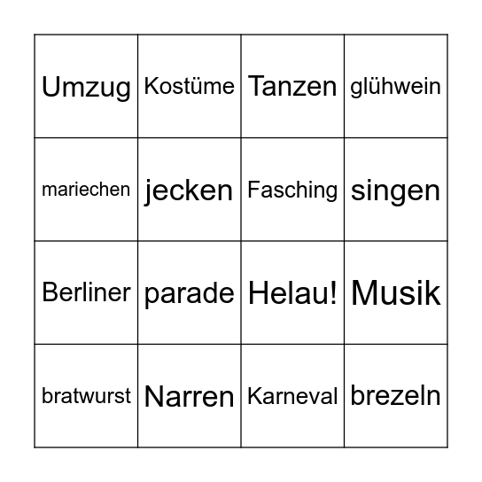 german club Bingo Card