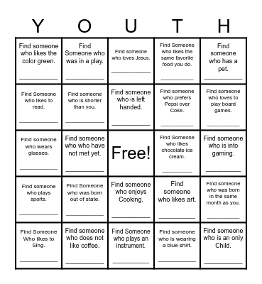 Find Someone Who Bingo Card