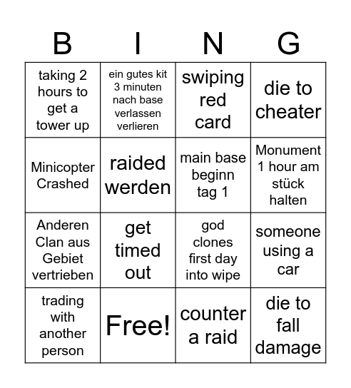 rust Bingo Card