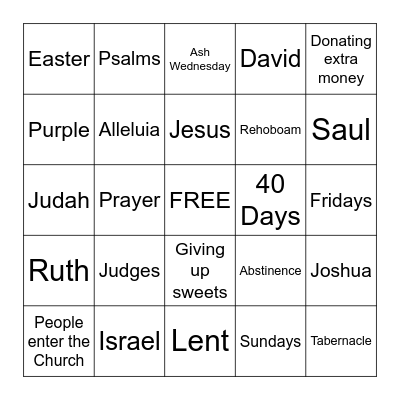 Lent Bingo Card