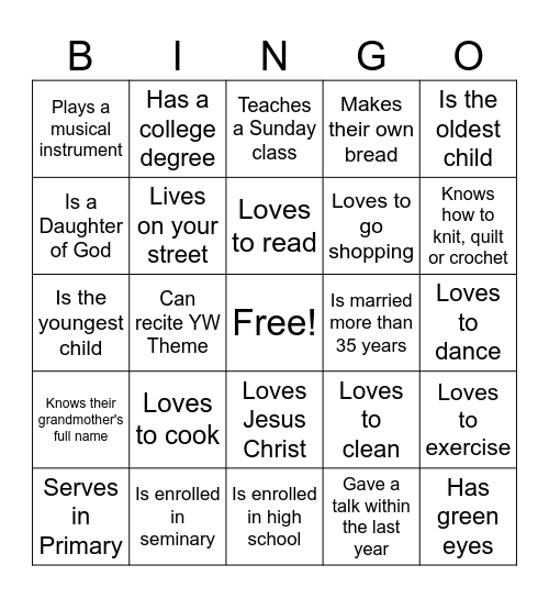 Find Someone Who.... Bingo Card