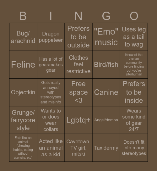 Alterhuman (pt. 2) Bingo Card