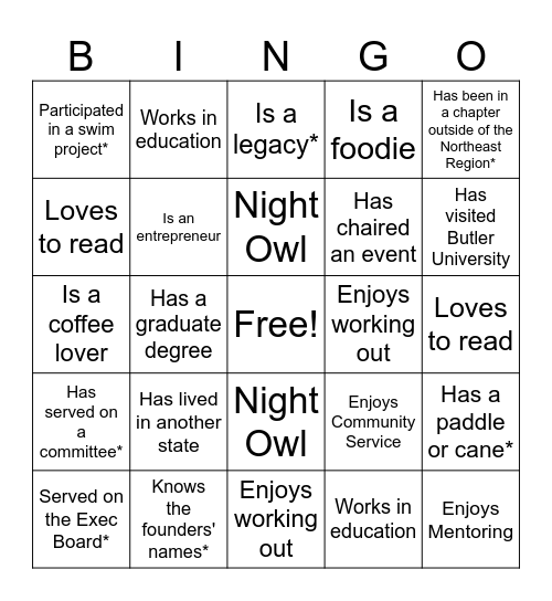 HZS Bingo Card