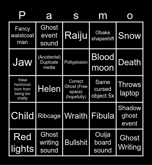 Pasmo Bingo Card