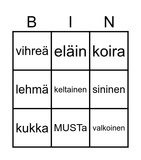 Bingokortti 1 Bingo Card