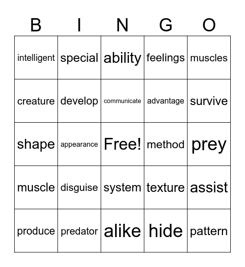 Unit 1 Bingo Card