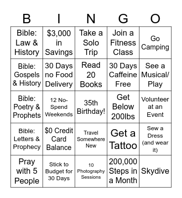 2026 Bingo Card