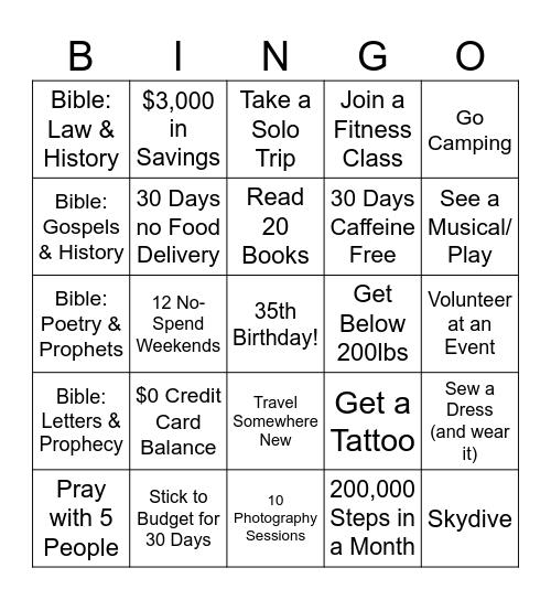 2026 Bingo Card