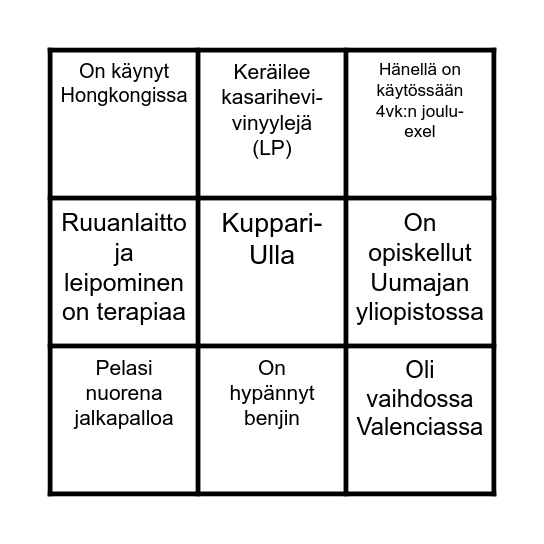 Bingokortti 1 Bingo Card