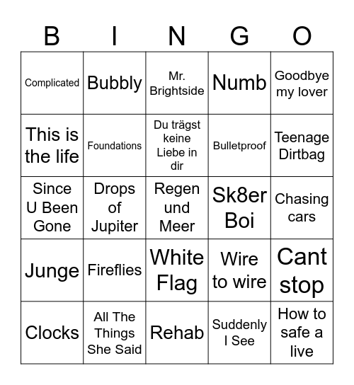 2000er Bingo Card