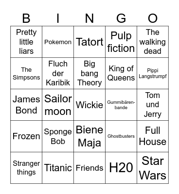 Filmtitel Bingo Card