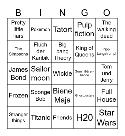Filmtitel Bingo Card
