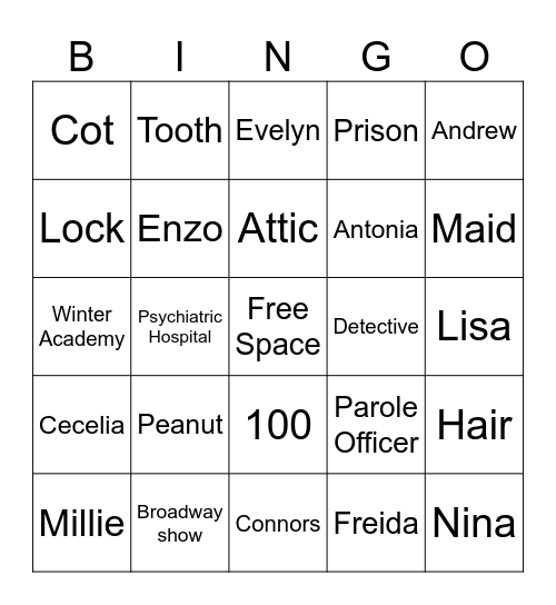 The Housemaid Bingo Card