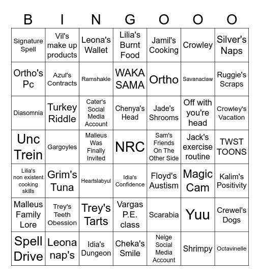 TWST BINGO CARD Bingo Card