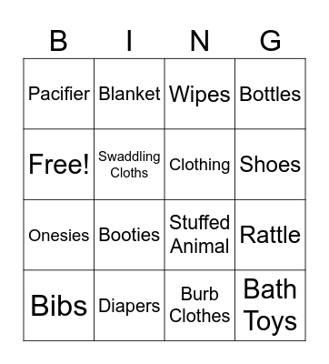 Baby Shower Bingo Card